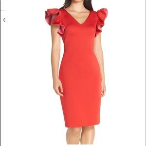Eliza J Sheath Dress Red Ruffle dress